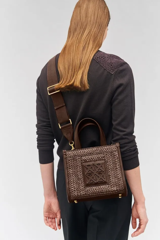 Oroton Lane Straw Small Tote Mahogany Women Totes Oroton Lane Straw Small Tote Mahogany Women Totes