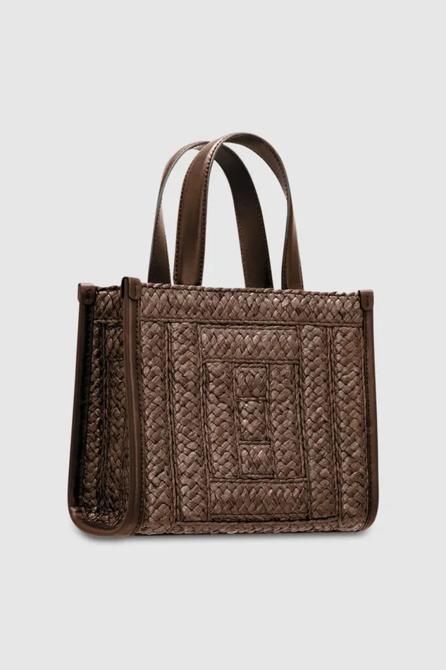 Oroton Lane Straw Small Tote Mahogany Women Totes Oroton Lane Straw Small Tote Mahogany Women Totes