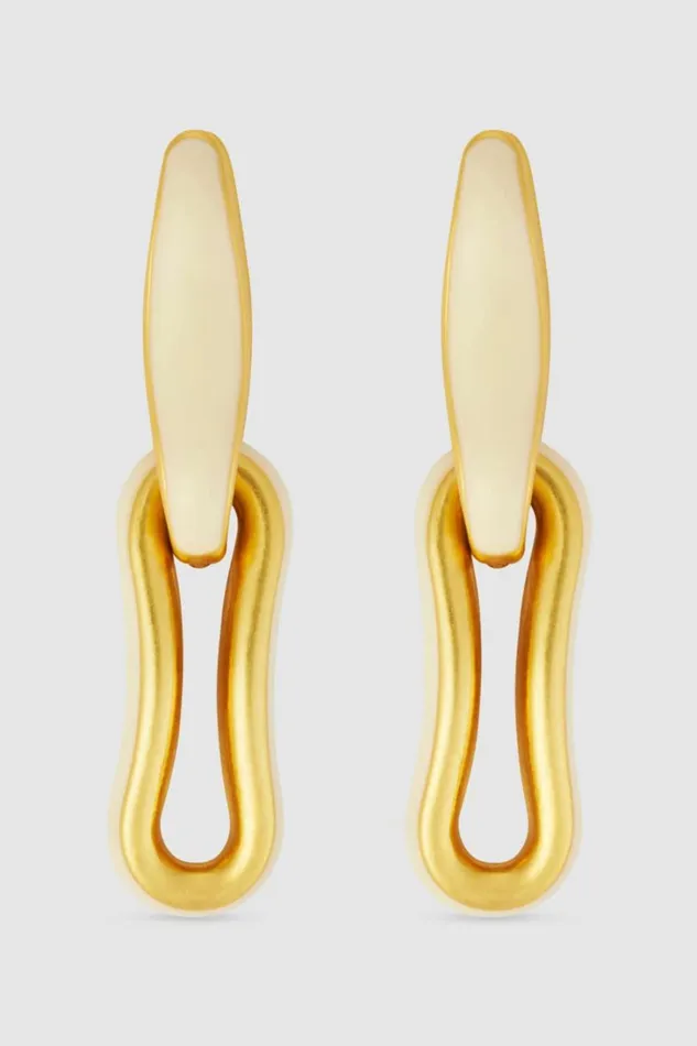 Oroton Livia Enamel Drop Earring Worn Goldantique White Women Jewellery