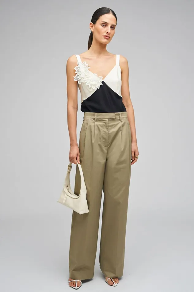 Oroton Mesh Flower Camisole Blackcream Women Tops