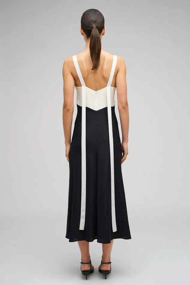 Oroton Mesh Flower Slip Dress Blackcream Women Dresses