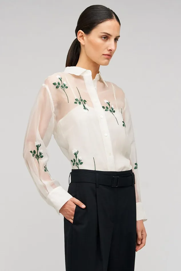 Oroton Rosebud Embroidery Overshirt Soft Cream Women Tops Oroton Rosebud Embroidery Overshirt Soft Cream Women Tops