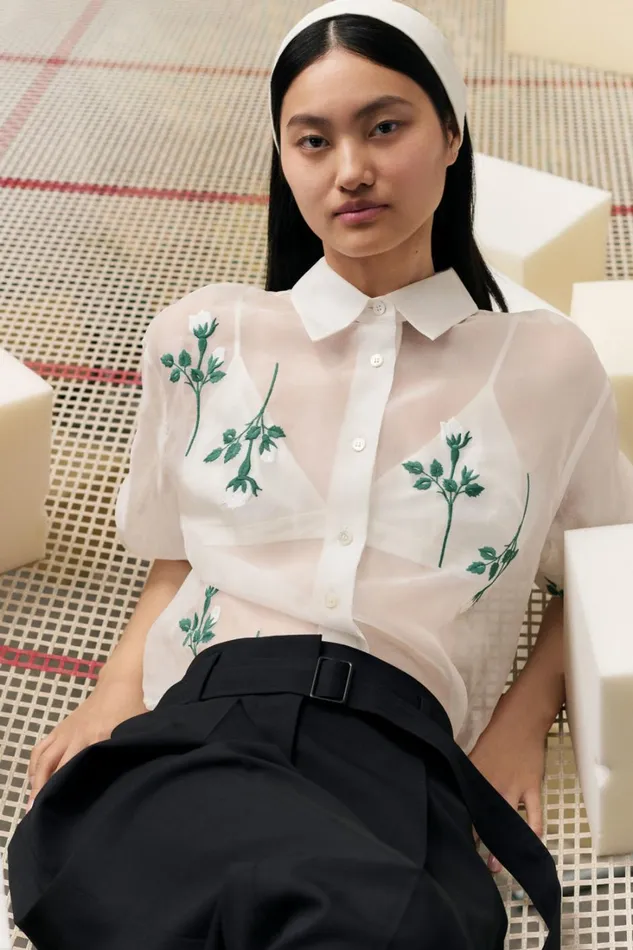 Oroton Rosebud Embroidery Overshirt Soft Cream Women Tops Oroton Rosebud Embroidery Overshirt Soft Cream Women Tops