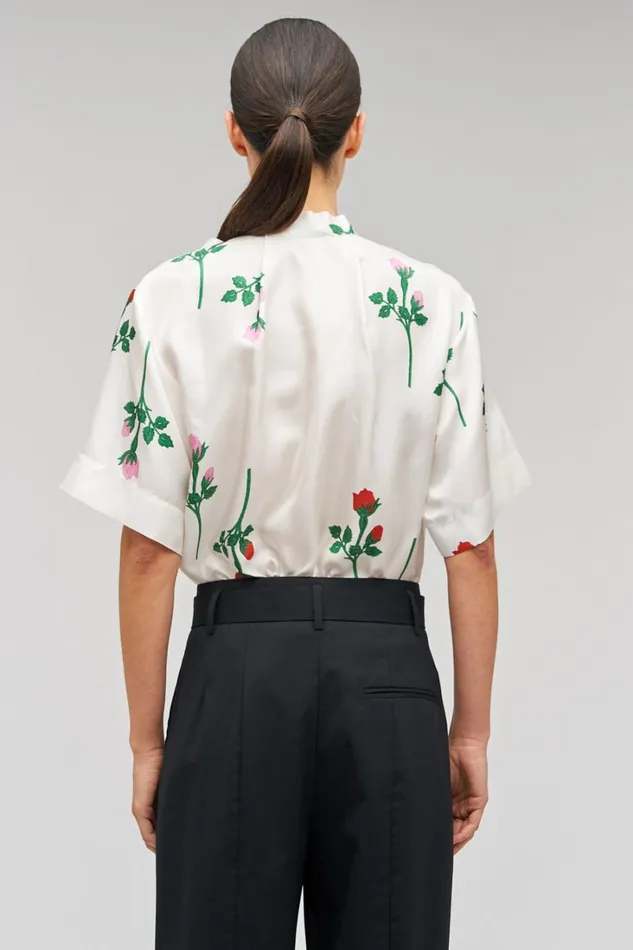 Oroton Rosebud Tie Neck Blouse Antique White Women Tops Oroton Rosebud Tie Neck Blouse Antique White Women Tops