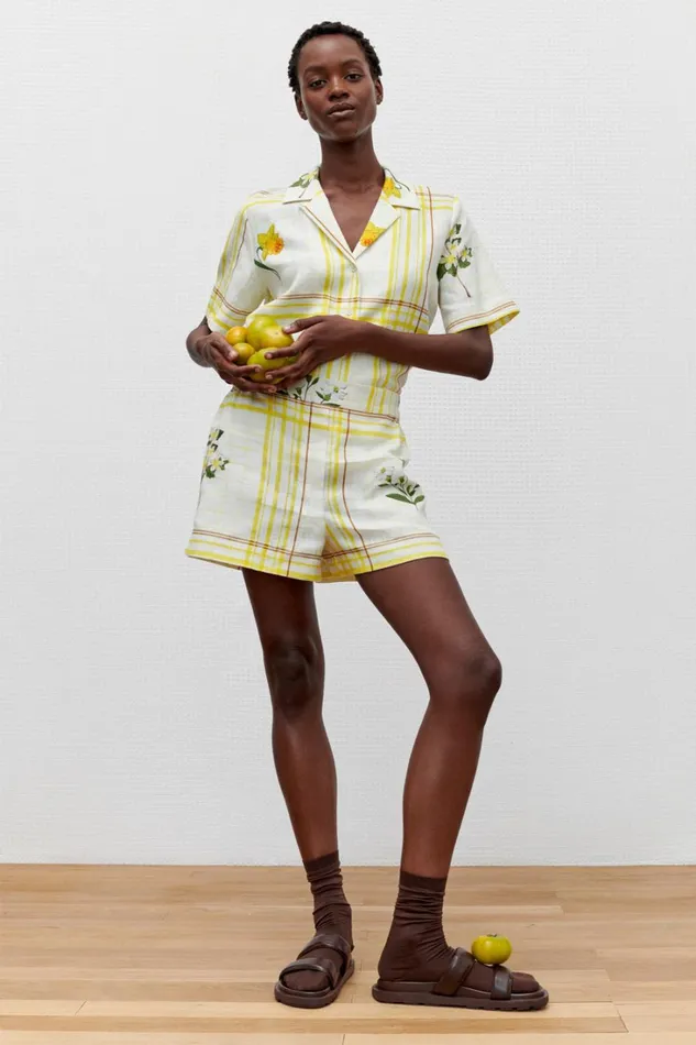 Oroton Summer Picnic Short Vibrant Yellow Women Shorts