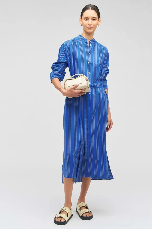 Oroton Swedish Stripe Shirt Dress Folk Blue Women Dresses