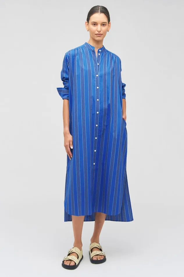 Oroton Swedish Stripe Shirt Dress Folk Blue Women Dresses