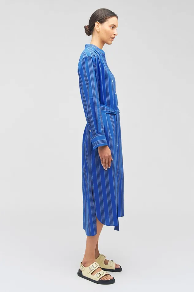 Oroton Swedish Stripe Shirt Dress Folk Blue Women Dresses