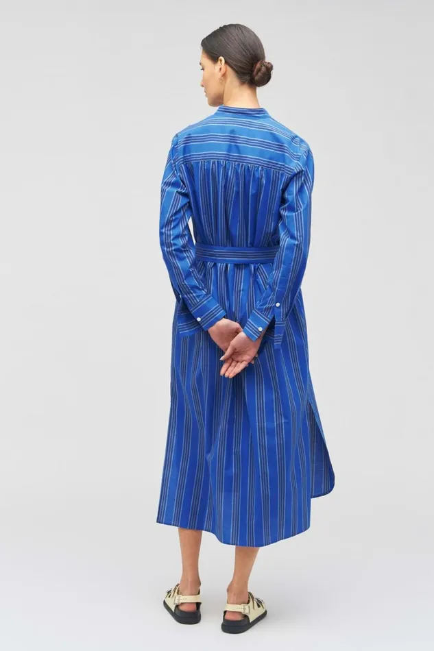 Oroton Swedish Stripe Shirt Dress Folk Blue Women Dresses