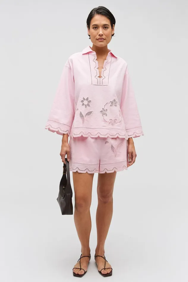 Oroton Table Cloth Lace Short Ballet Pink Women Shorts Oroton Table Cloth Lace Short Ballet Pink Women Shorts