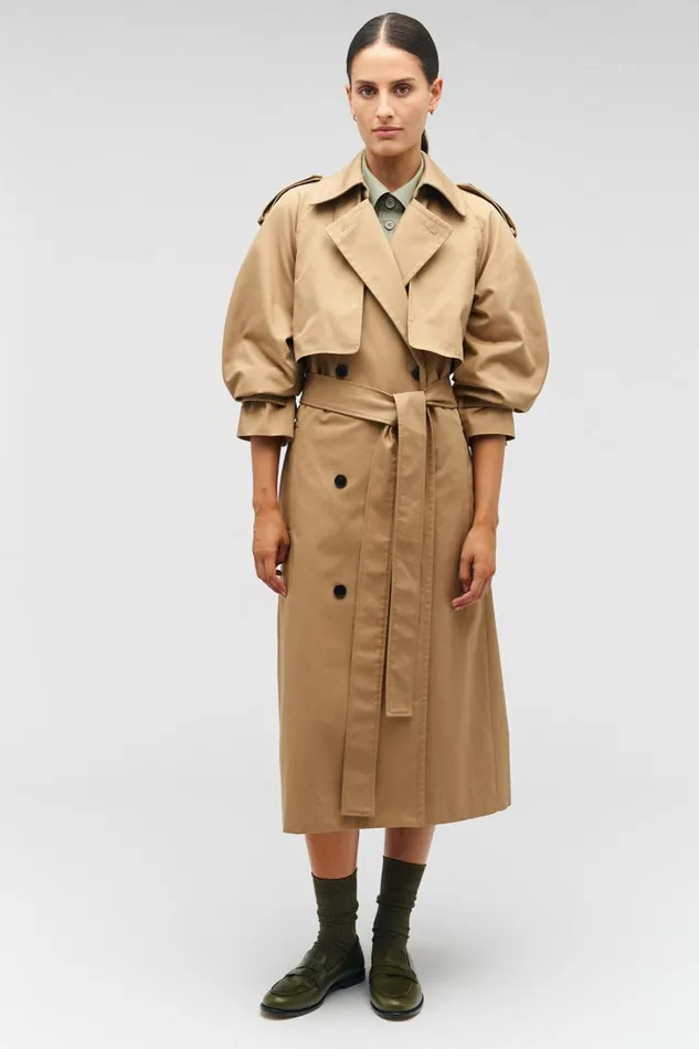 Oroton Trench Dark Camel Women Jackets and Outerwear