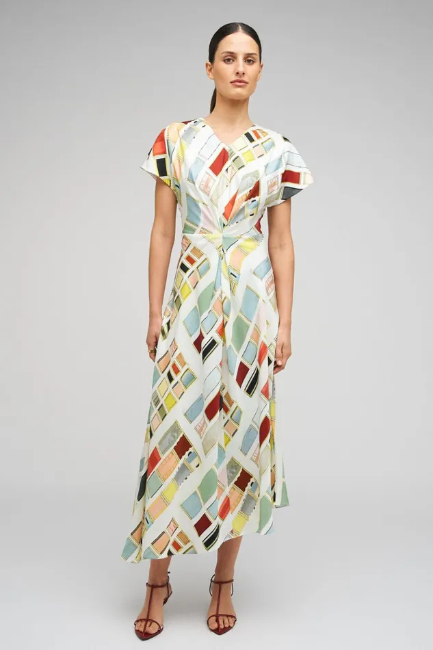 Oroton Vintage Ribbon Print Dress Multi Women Dresses