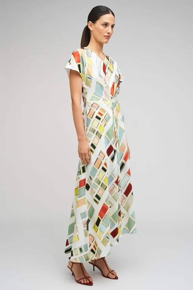 Oroton Vintage Ribbon Print Dress Multi Women Dresses