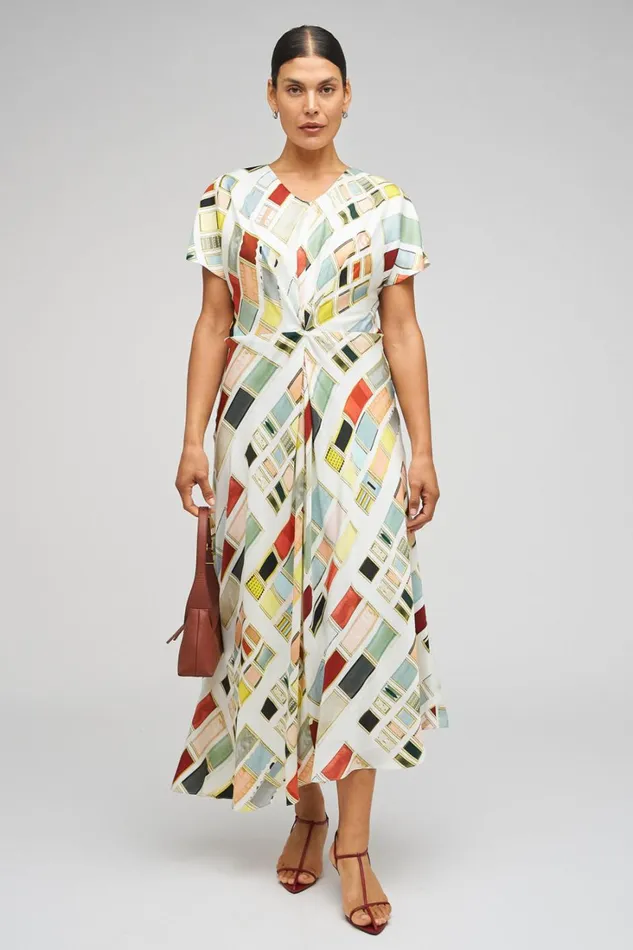 Oroton Vintage Ribbon Print Dress Multi Women Dresses