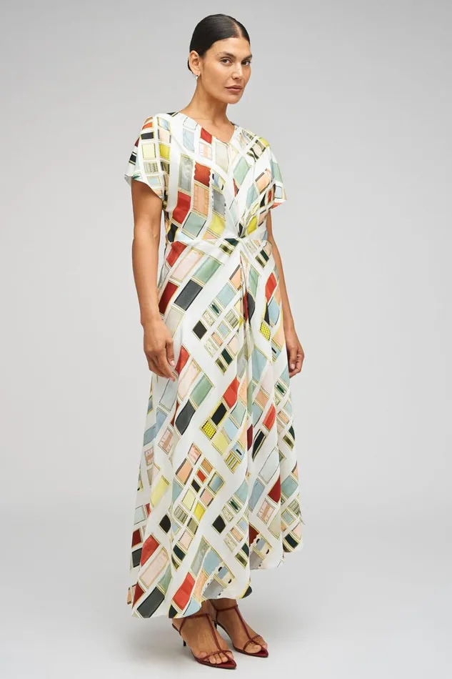 Oroton Vintage Ribbon Print Dress Multi Women Dresses