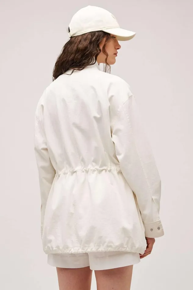 Oroton Washed Cotton Parka Antique White Women Jackets and Outerwear Oroton Washed Cotton Parka Antique White Women Jackets and Outerwear