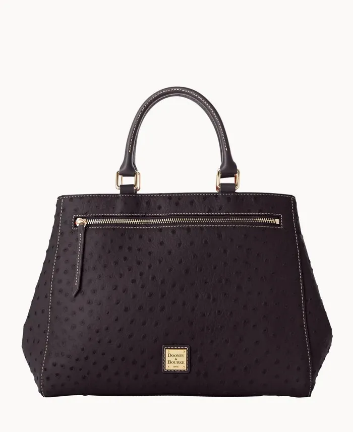 Ostrich Zip Satchel Black Black Woman Dooney and Bourke Satchels