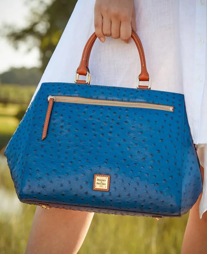 Ostrich Zip Satchel Black Black Woman Dooney and Bourke Satchels Ostrich Zip Satchel Black Black Woman Dooney and Bourke Satchels