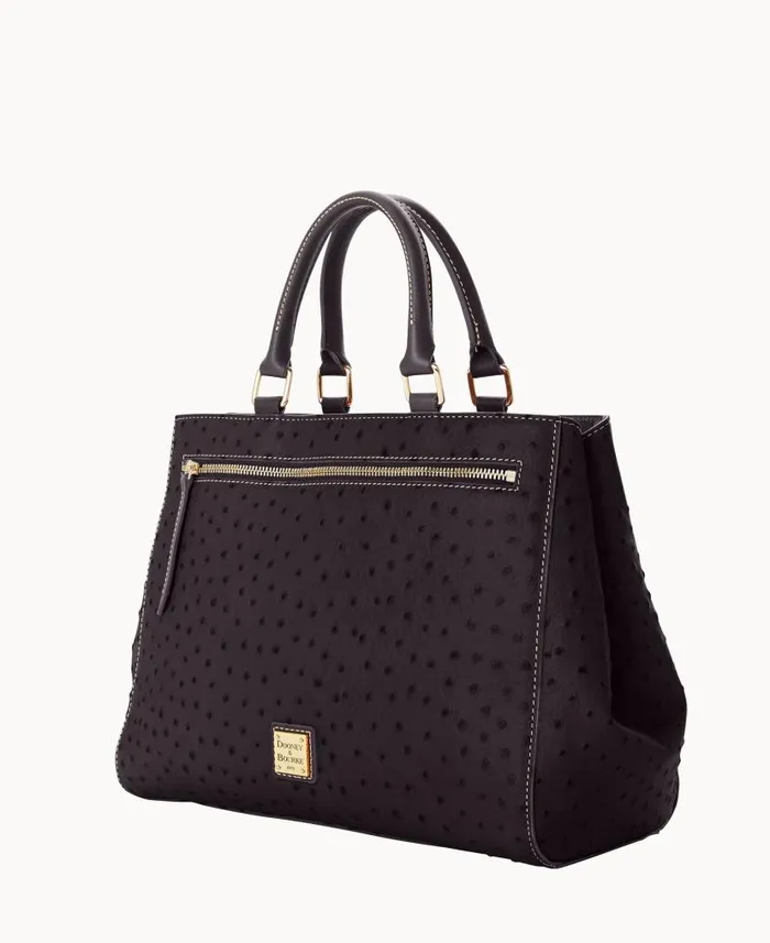 Ostrich Zip Satchel Black Black Woman Dooney and Bourke Satchels Ostrich Zip Satchel Black Black Woman Dooney and Bourke Satchels