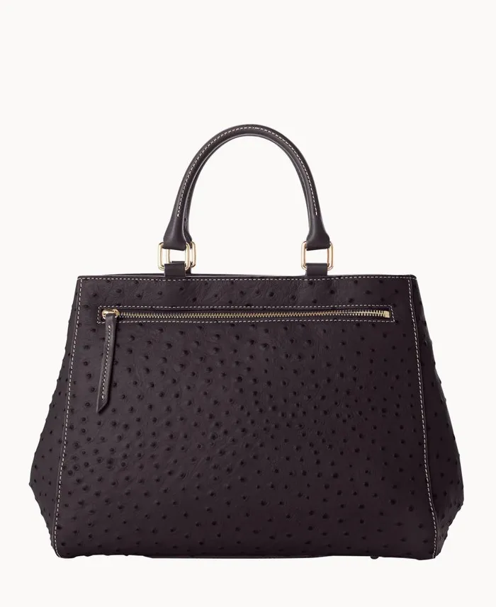 Ostrich Zip Satchel Black Black Woman Dooney and Bourke Satchels Ostrich Zip Satchel Black Black Woman Dooney and Bourke Satchels