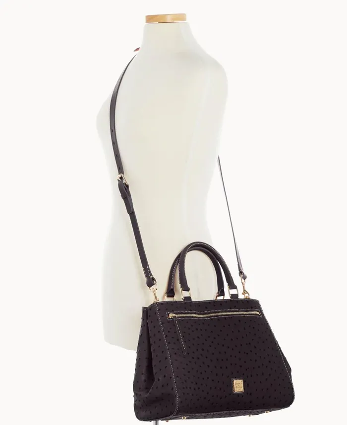 Ostrich Zip Satchel Black Black Woman Dooney and Bourke Satchels Ostrich Zip Satchel Black Black Woman Dooney and Bourke Satchels