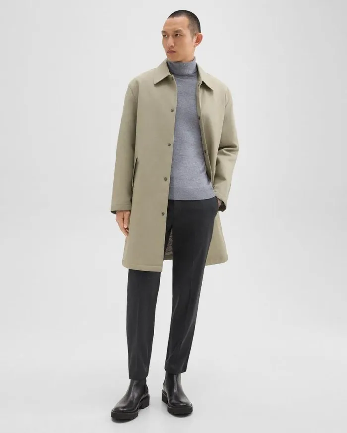 Outerwear Men Theory Overcoat In Cotton Twill Buff