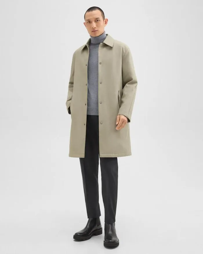 Outerwear Men Theory Overcoat In Cotton Twill Buff Outerwear Men Theory Overcoat In Cotton Twill Buff