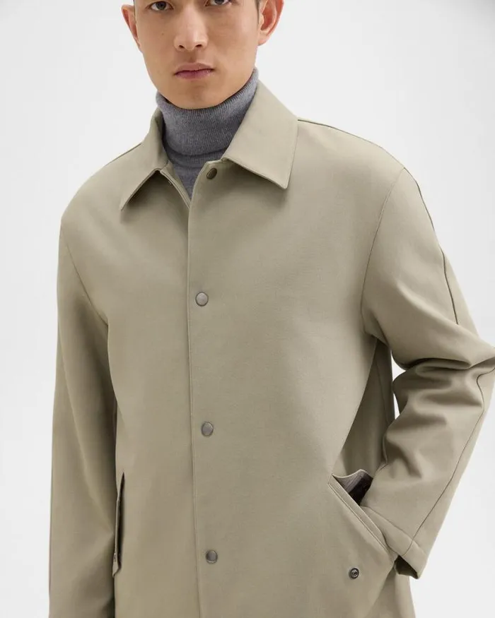 Outerwear Men Theory Overcoat In Cotton Twill Buff Outerwear Men Theory Overcoat In Cotton Twill Buff