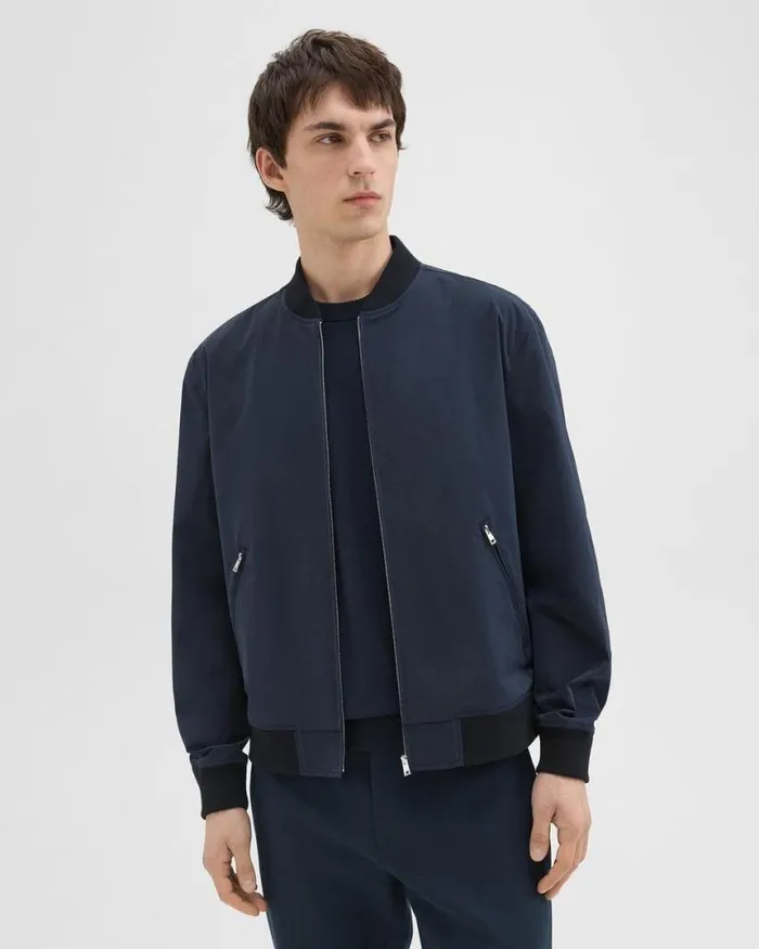 Outerwear Men Theory Tailored Bomber Jacket In Foundation Twill Baltic