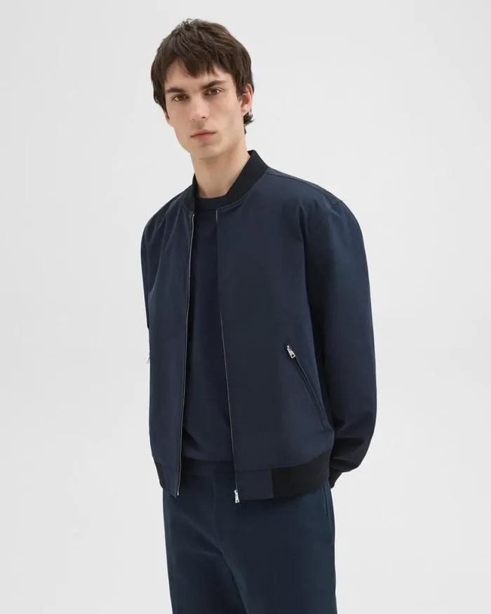 Outerwear Men Theory Tailored Bomber Jacket In Foundation Twill Baltic Outerwear Men Theory Tailored Bomber Jacket In Foundation Twill Baltic