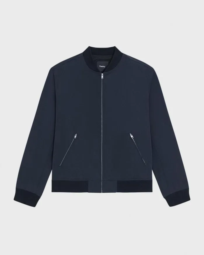 Outerwear Men Theory Tailored Bomber Jacket In Foundation Twill Baltic Outerwear Men Theory Tailored Bomber Jacket In Foundation Twill Baltic