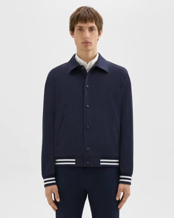 Outerwear Men Theory Varsity Jacket In Neoteric Navy