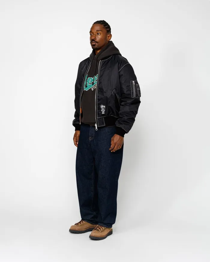 Outerwear MenWomen Stussy BUILT REVERSIBLE BOMBER JACKET Black