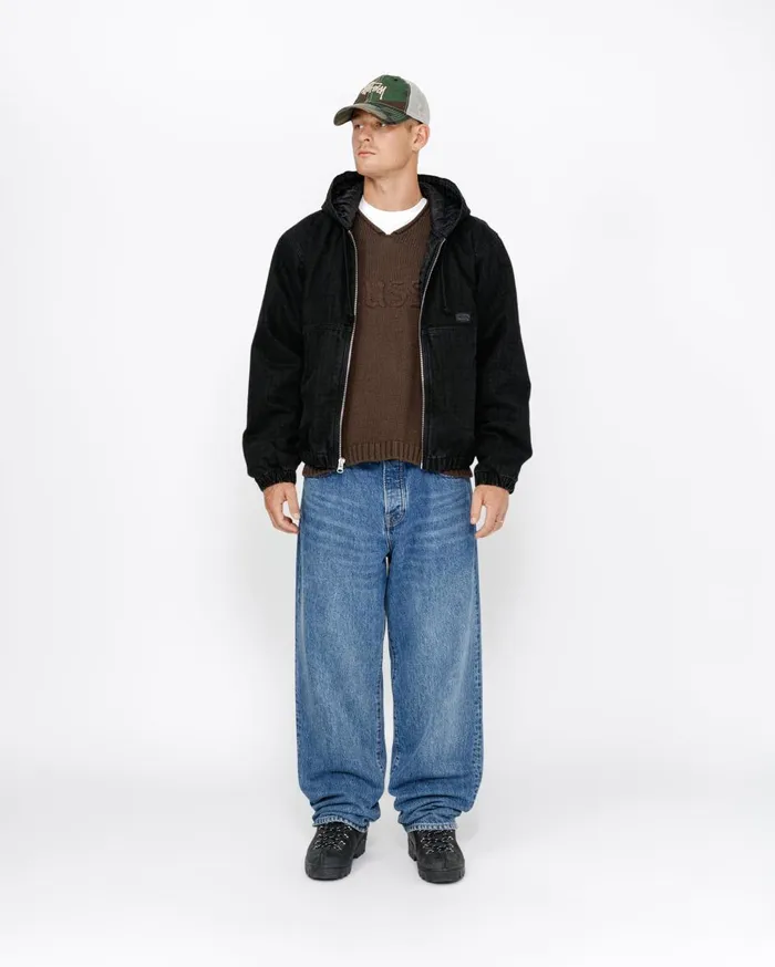 Outerwear MenWomen Stussy WORK JACKET CANVAS NEEDLE PUNCH Black