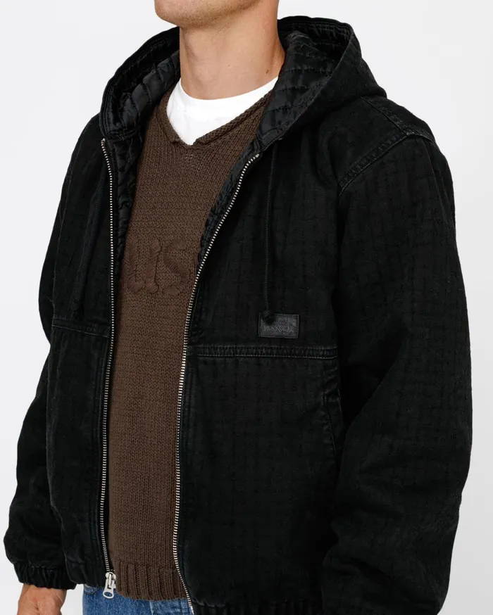 Outerwear MenWomen Stussy WORK JACKET CANVAS NEEDLE PUNCH Black