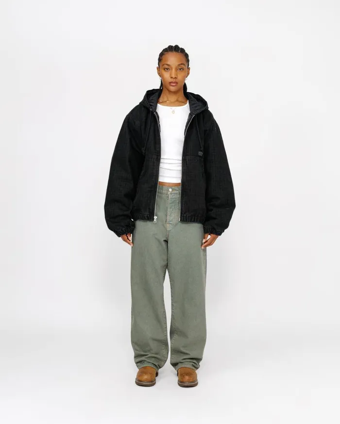 Outerwear MenWomen Stussy WORK JACKET CANVAS NEEDLE PUNCH Black