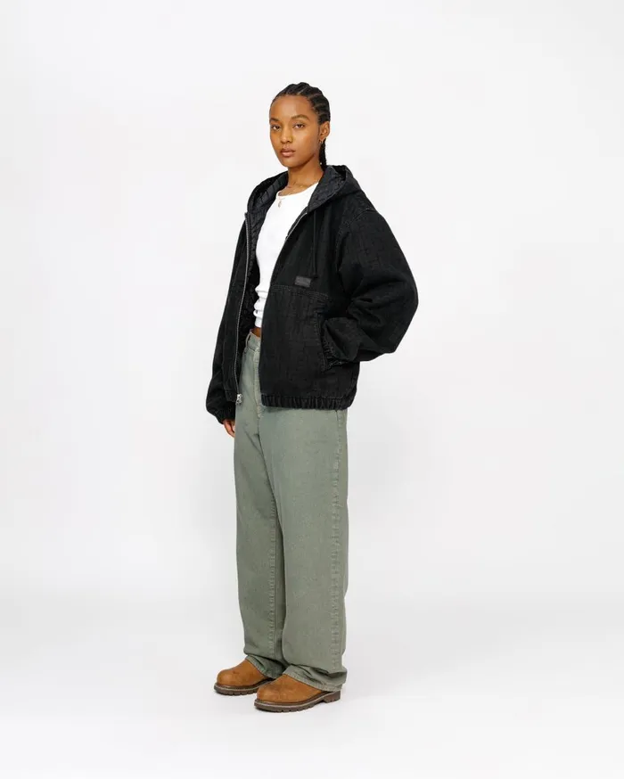 Outerwear MenWomen Stussy WORK JACKET CANVAS NEEDLE PUNCH Black