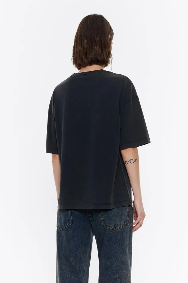 Oversize Black Logo Tshirt Washed Black Women Bimba Y Lola TShirts Oversize Black Logo Tshirt Washed Black Women Bimba Y Lola TShirts