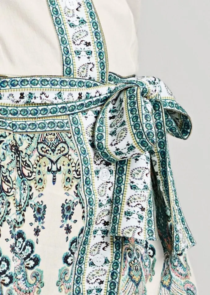 PAISLEY PRINT LINEN DRESS White Multi Women VENUS Maxi Dresses PAISLEY PRINT LINEN DRESS White Multi Women VENUS Maxi Dresses