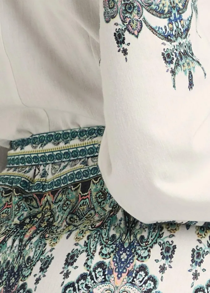 PAISLEY PRINT LINEN DRESS White Multi Women VENUS Maxi Dresses PAISLEY PRINT LINEN DRESS White Multi Women VENUS Maxi Dresses