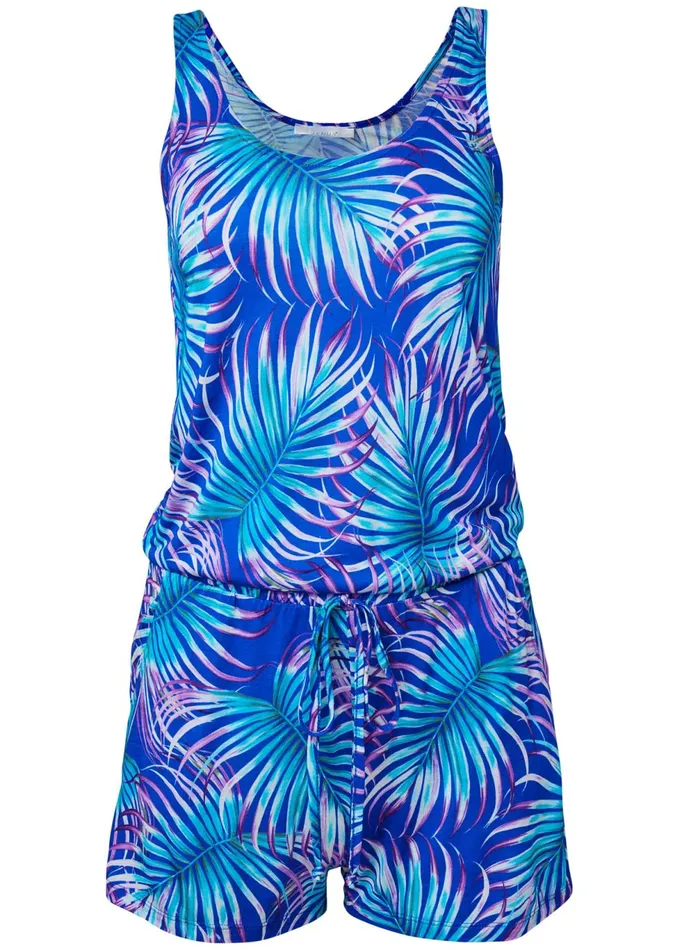 PALM PRINTED ROMPER Blue Multi Women VENUS Casual Jumpsuits and Rompers