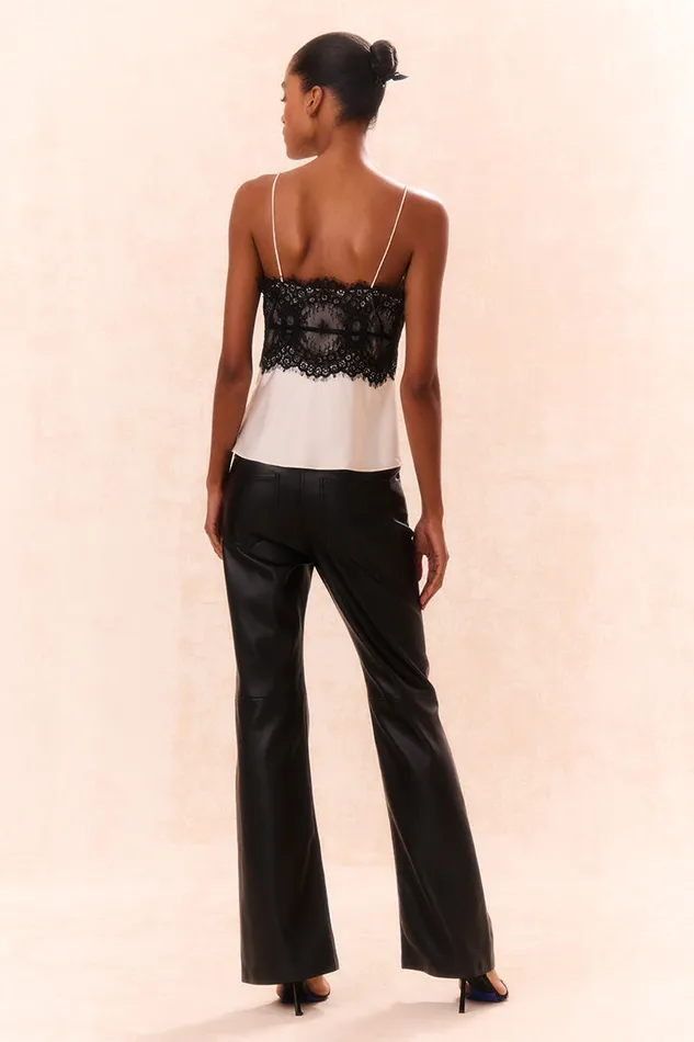 Pants and Shorts Women LoveShackFancy Bordeaux Vegan Leather Pants Black