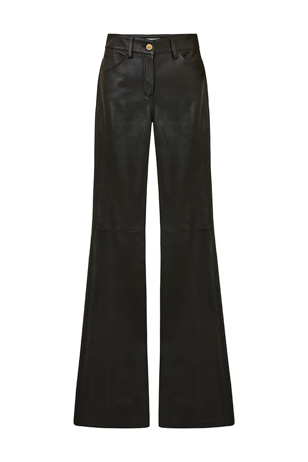 Pants and Shorts Women LoveShackFancy Bordeaux Vegan Leather Pants Black