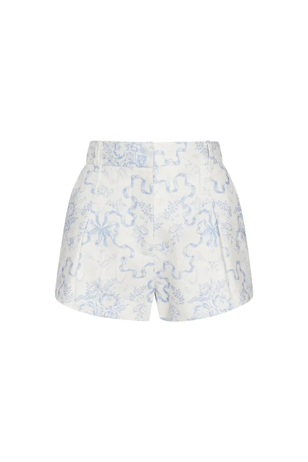 Pants and Shorts Women LoveShackFancy Lacette Cotton Bow Print Shorts Blissful Blue