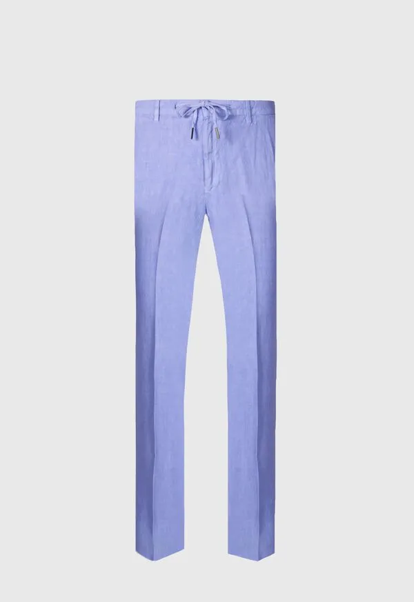 Pants Linen Drawstring Trouser Light Blue Paulstuart Mens