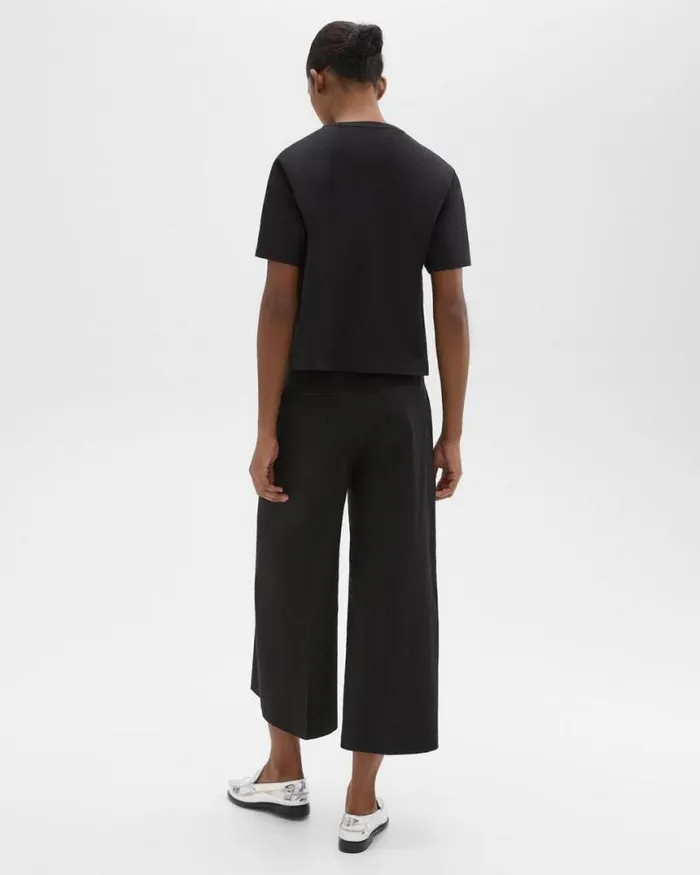 Pants Women Theory Cropped WideLeg Pant In Good Linen Black