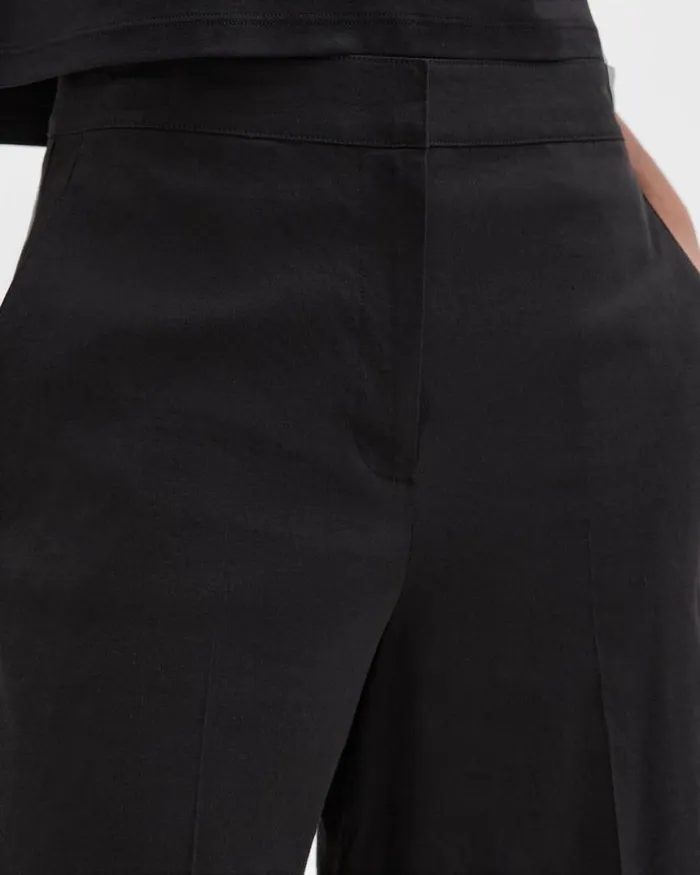 Pants Women Theory Cropped WideLeg Pant In Good Linen Black