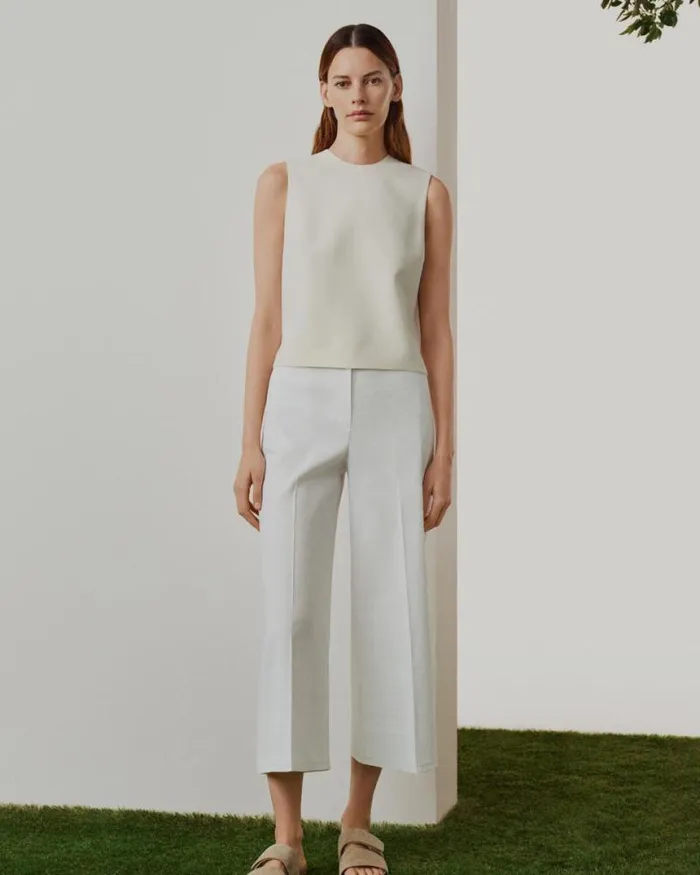 Pants Women Theory Cropped WideLeg Pant In Good Linen Black