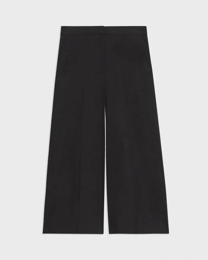 Pants Women Theory Cropped WideLeg Pant In Good Linen Black
