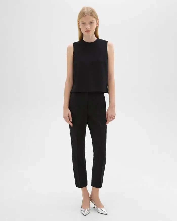 Pants Women Theory HighWaist Slim Crop Pant In Admiral Crepe Black